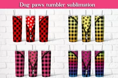 Buffalo plaid dog paws tumbler sublimation design Product Image 1
