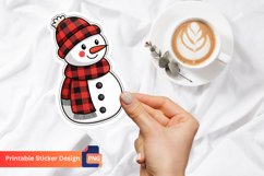 Buffalo Plaid Snowman sticker, Winter Snowman Sticker Product Image 1