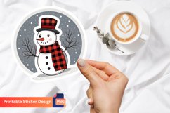 Buffalo Plaid Snowman sticker, Winter Snowman Sticker Product Image 1