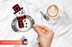 Buffalo Plaid Snowman sticker, Winter Snowman Sticker Product Image 1