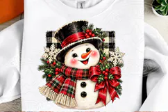 Buffalo Plaid Snowman Sublimation PNG, Rustic Christmas Snow Product Image 2