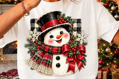 Buffalo Plaid Snowman Sublimation PNG, Rustic Christmas Snow Product Image 3