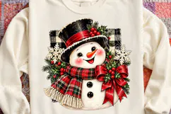 Buffalo Plaid Snowman Sublimation PNG, Rustic Christmas Snow Product Image 4
