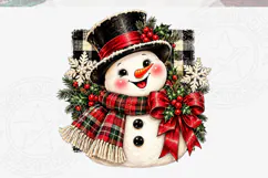 Buffalo Plaid Snowman Sublimation PNG, Rustic Christmas Snow Product Image 5