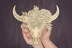 Halloween lasercut svg, skull laser cut ornament or keychain Product Image 5