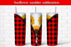 Buffalo plaid sunflower tumbler sublimation design wrap Product Image 1