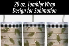 20 oz Tumbler Sublimation PNG | Buffalo Plaid Pine Branches Product Image 2
