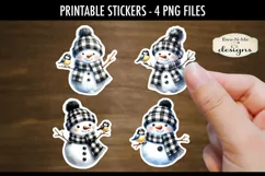 Buffalo Plaid Snowman Printable Stickers | 4 PNG Stickers Product Image 2