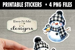 Buffalo Plaid Snowman Printable Stickers | 4 PNG Stickers Product Image 3