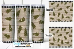 20 oz Tumbler Sublimation PNG | Buffalo Plaid Pine Trees PNG Product Image 1