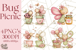 Insect Picnic Clipart Outdoor Bugs Picnic In Garden Png Product Image 1