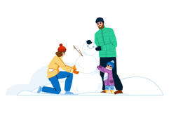 snow building snowman family vector Product Image 1
