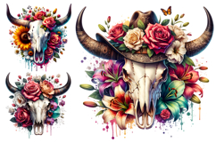 boho bull skull, western floral clipart, bull skull sublimation, boho cow skull, desert floral clipart, western sublimation bundle, boho floral skull, rustic bull skull, desert chic png, boho western clipart, steer skull floral, bohemian skull art, waterc