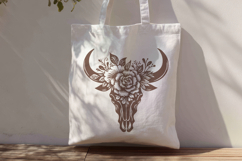 Floral Bull Skull SVG with Moon Roses | Boho Western Design Product Image 2