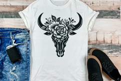 Floral Bull Skull SVG with Moon Roses | Boho Western Design Product Image 3