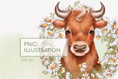 Cute bull PNG | Floral animal sublimation Product Image 1