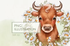 Cute bull PNG | Floral animal sublimation Product Image 1