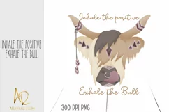 Inhale The Positive Exhale The Bull | Tribal Highland Cow Product Image 1
