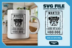 Bulldog 2 - Animal Head Wanted Poster SVG Product Image 4