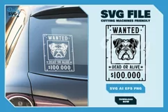 Bulldog 3 - Animal Head Wanted Poster SVG Product Image 3
