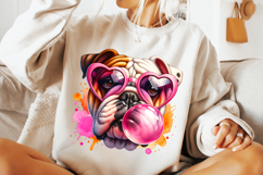 Bulldog Blowing Bubble Gum Png, Retro Bulldog Png, Dog Mom Product Image 1