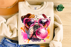 Bulldog Blowing Bubble Gum Png, Retro Bulldog Png, Dog Mom Product Image 3