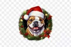 Christmas Dog Wreath Bulldog Sublimation Clipart Product Image 3