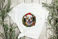Christmas Dog Wreath Bulldog Sublimation Clipart Product Image 2