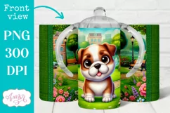 Bulldog sippy cup sublimation PNG, Cute dog 12oz tumbler Product Image 1