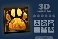 Bulldog Sitting at the Park Layered Papercut Product Image 3