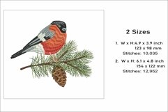 Bullfinch embroidery design, pine embroidery, Product Image 2