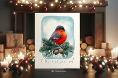 Winter Bullfinch Bird Illustration PNG Product Image 1