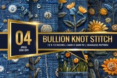 Bullion Knot Stitch Embroidery Dandelions Digital Paper Product Image 1