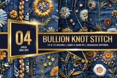 Bullion Knot Stitch Embroidery Dandelions Digital Paper Product Image 1