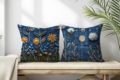 Bullion Knot Stitch Embroidery Dandelions Digital Paper Product Image 2