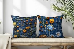 Bullion Knot Stitch Embroidery Dandelions Digital Paper Product Image 2