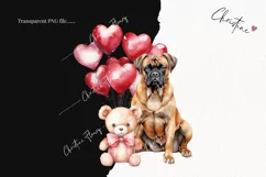 Valentine Bullmastiff Dog PNG | Valentine's Day Clipart Product Image 2