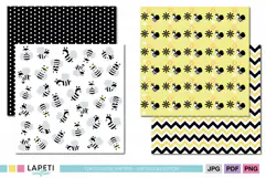 Bumble bee scrapbook paper with cheerful coordinated patterns