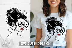Girl with messy bun SVG Design Product Image 1