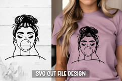 Girl with messy bun SVG Design Product Image 1