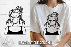 Girl with messy bun SVG Design Product Image 1