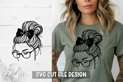 Girl with messy bun SVG Design Product Image 1