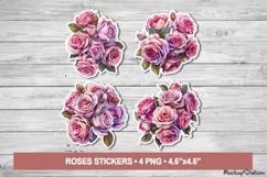 Roses Stickers | Vintage Flowers Printable PNG | Pink Floral Product Image 1