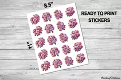 Roses Stickers | Vintage Flowers Printable PNG | Pink Floral Product Image 2