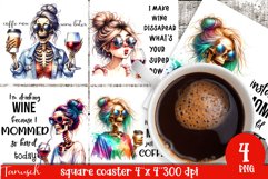 funny Mother&#039;s DAY Wine square coaster Sublimation BUNDLE Product Image 1