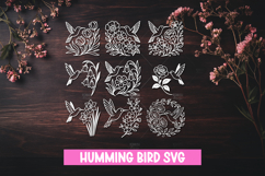 9 Humming Birds with Flowers SVG Product Image 1
