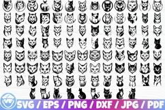 Cute Cat / Cat Face x100 Silhouette / Cricut / SVG BUNDLE Product Image 1
