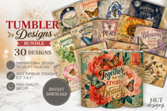 Butterfly Bee Vintage Tumbler Bundle, Inspirational quotes Product Image 1