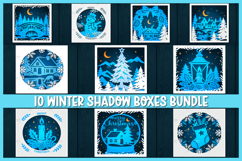 10 Christmas 3d paper cuts SVG I Christmas scene shadow box Product Image 1