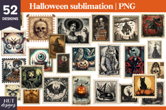 Post Stamp Halloween Bundle, Vintage Halloween sublimation Product Image 1
